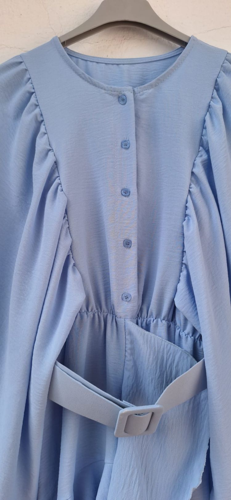 Light Blue Button-Front Dress with Belt 4